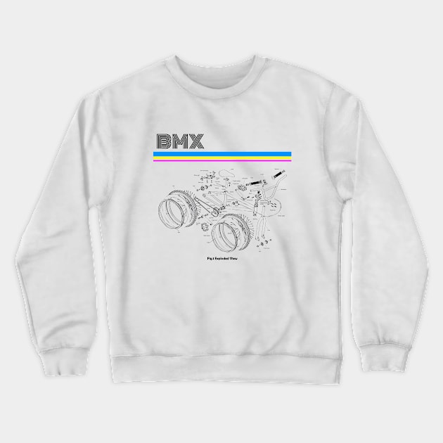 BMX EXPLODED VIEW Crewneck Sweatshirt by Hucker Apparel